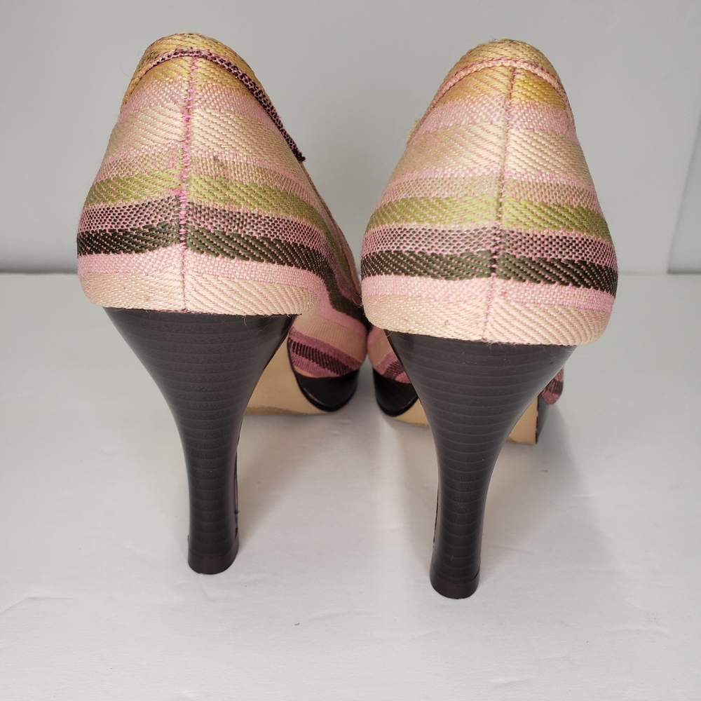 Madden Girl LABAMBAA Striped Peep Toe Heels - Picture 5 of 9